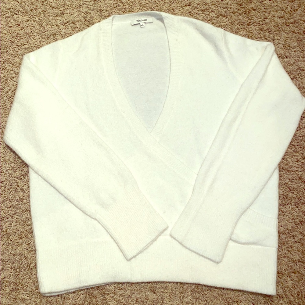 White V-neck sweater